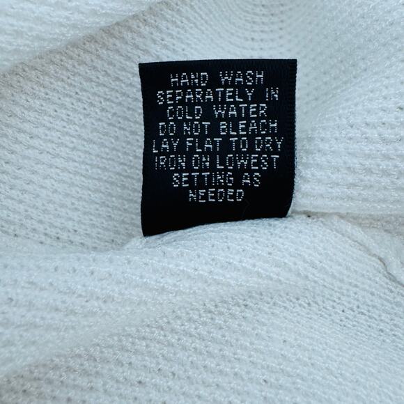 CYRUS Womens White Minimalist Relaxed Waffle Knit Open Cardigan Sweater Sz Large - Picture 8 of 8